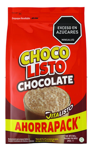Bebida Chocolate Polvo Chocolisto X20 - Kg a $29500