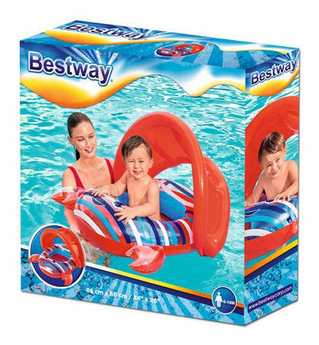 Imagen 3 de 3 de Inflable Niños Bestway 34128 Cangrejo 86x66cm Con Sombrilla