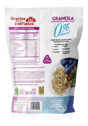 Cereal Granvita Granola Sin AzĂșcar 1.2.kg