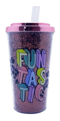 Vaso Tritan Con Glitter Brillos Con Pico Vertedor Botella