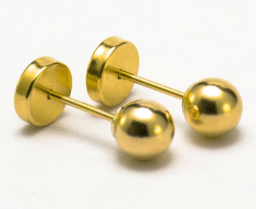 Imagen 3 de 10 de Par Aros Abridores Oro 18k Bolita Nº4 (4mm.) El Trust Joyero