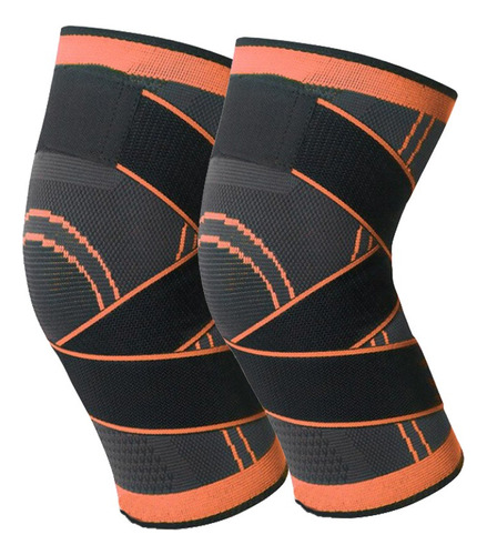 Par De Rodillera Deporte Elastica Compresion Ajustable Jb-76 Color Naranja / L