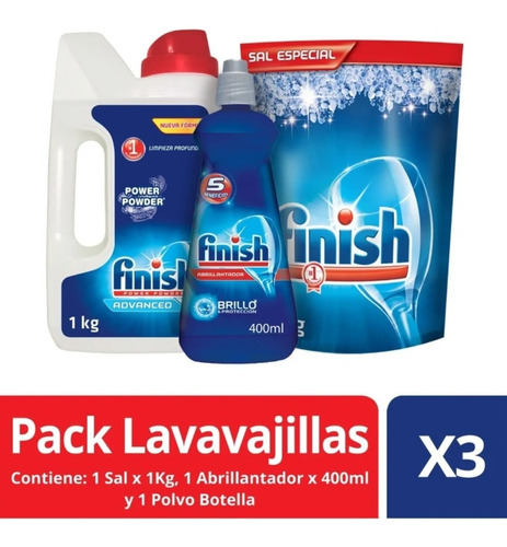 Finish Pack Detergente 1 Kg+ Abrillantador 400 Ml.+ Sal 1 Kg