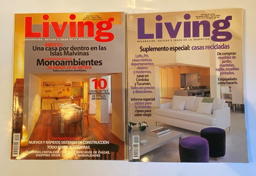 3 Revistas Living Y Supl Baños, Decoración, Lote, Ez5