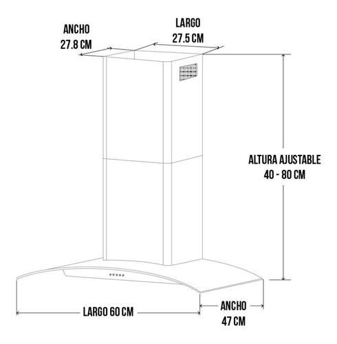 Combo Parrilla A Gas 5q Ai Y Campana 60 Cm Ai Disa Home