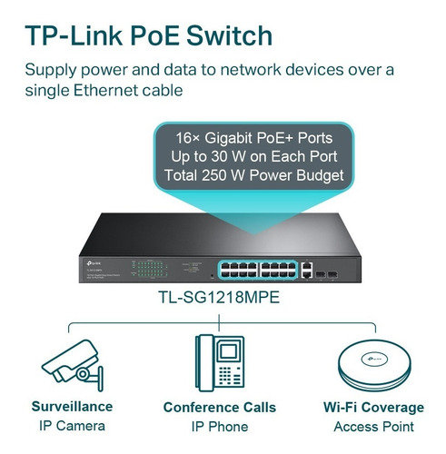 Switch Tp-link 16 Ports Gigabit 8 Puertos Poe - Tl-sg1218mpe