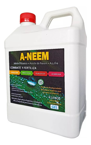 Jabón Potásico Con Aceite De Neem Órganico Y Azufre 4 L