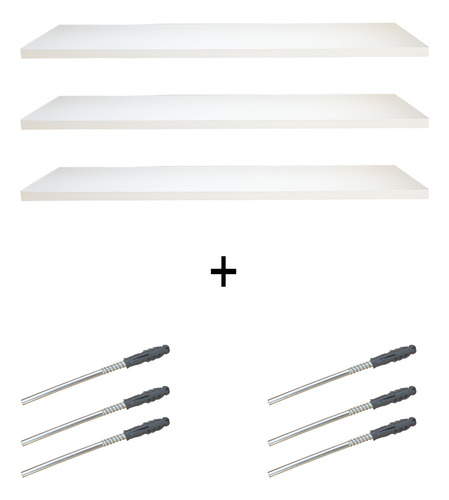 Kit 3 Prateleiras Mdf 90x20 Branco Reto C/suporte Invisível