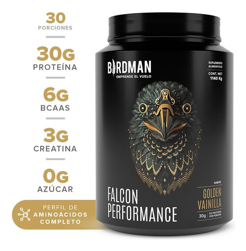 Birdman Falcon Performance Proteina Vegetal Premium 1.140 Kg Sabor Golden vanilla