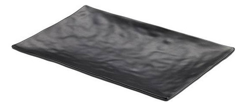 Set 6 Plato Rect Melamina Negro Corrugado 29.2x20.5 Cm - Csx Negro