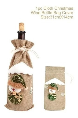 3 Fundas Bolsas Decorativa Santa Claus Navidad Para Botella 