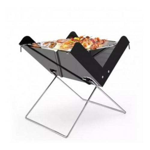 Imagen 1 de 7 de Kit Parrilla A Carbón Plegable Portatil Trasladable Asado