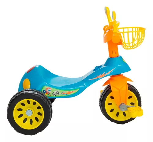 Triciclo Infantil Com Empurrador Motoca Passeio Bebê Azul