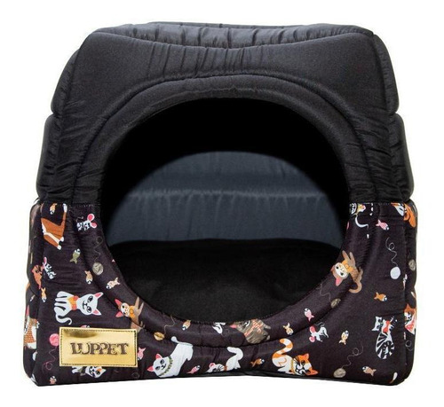 Cama iglú negra de lujo Luppet para gatitos y cama para perros Luppet M