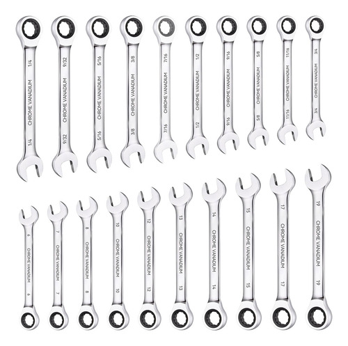 Hikeren Juego De Llaves Trinquete De Pulgadas Y Métricas De 20 Pcs