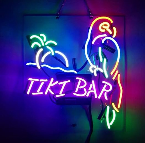 Tiki Bar Loro Letrero De Neón Artesanía Cerveza Bar Pub Fies