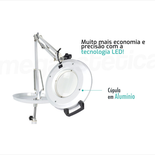 Imagem 7 de 10 de Lupa Luminária Led 5x Tripé Bandeja Estética Limpeza De Pele