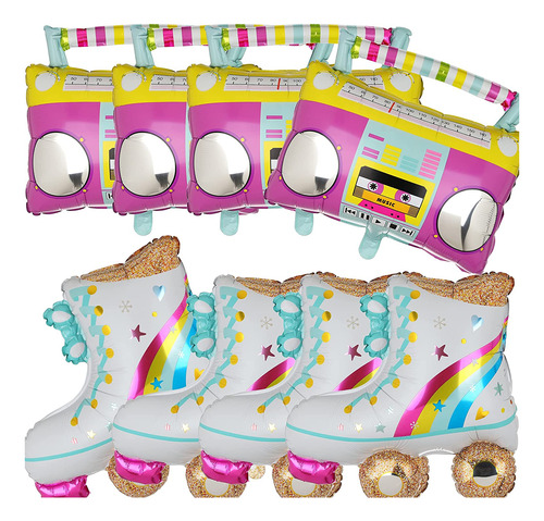 Rainbow Roller Skate Globos Boom Box Globo 80s 90s Tema...