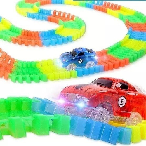 Pista De Autos Led Luminoso Magnific Tracks 165 Piezas Lelab