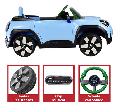 Montable Electrico Para Niños Mini Cooper Aceman Control Remoto 12v Azul Joykoo