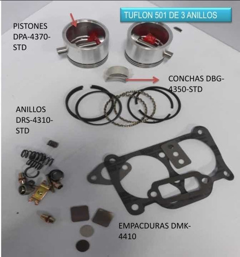 Kit Reparación Compresor De Aire Tuflo 501 3 Anillos Mack.