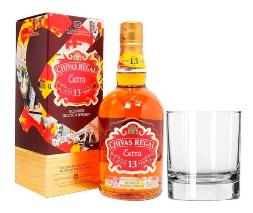 Whisky Chivas Regal Extra 750ml 13 Años Vaso Cristal Regalo!