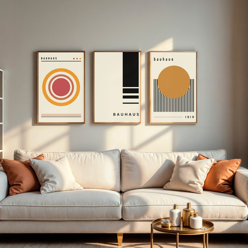 Set De 3 Laminas Estilo Bauhaus - Arte Moderno / Geométrico