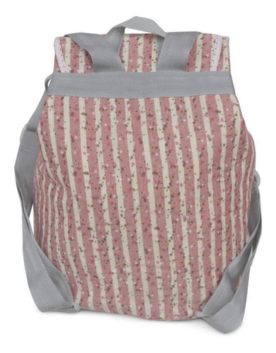 Mochila Feminina Com Bolsos E Cordão Mo3091 Rosa Florida