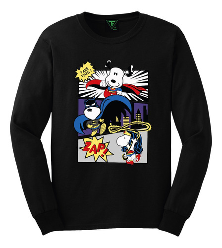 Polera Manga Larga Snoopy Superhéroe Superman Batman Niños