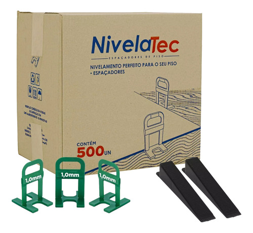 Kit Nivelador Espaçador 500 Unidades + 100 Cunhas Slim - Nivelatec - 1mm