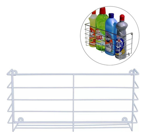 Cesto Organizador De Parede Para Produtos Limpeza 35x10cm Cor Branco