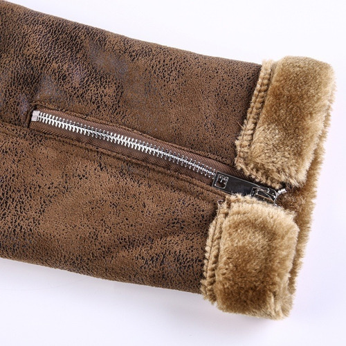 Imagen 7 de 9 de Chaqueta De Piel Gruesa Cálida De Estilo Vintage Con Solapa