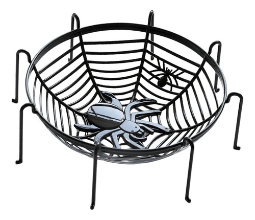 Cesta De Telaraña Para Dulces De Halloween Negra Con Soporte