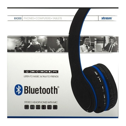 Xtraem Bluetooth Stereo Headphones Conmic  Blue Bx200