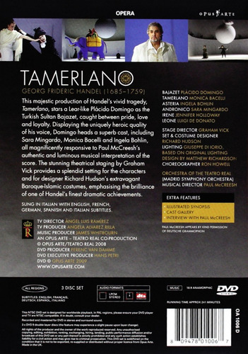 Handel - Tamerlano - Domingo Bacelli Mccreesh - 3 Dvds.