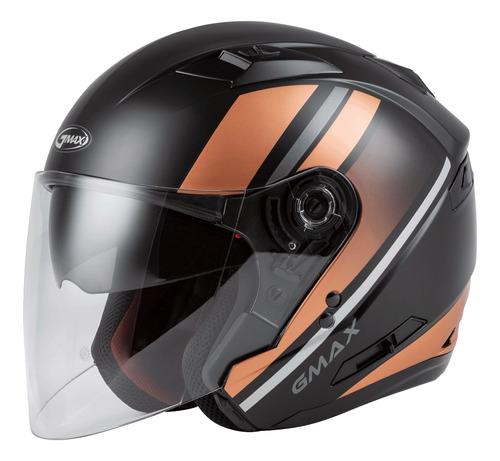 Casco Gmax Of-77 Open-face Reform Mate Negro/cobre/plata