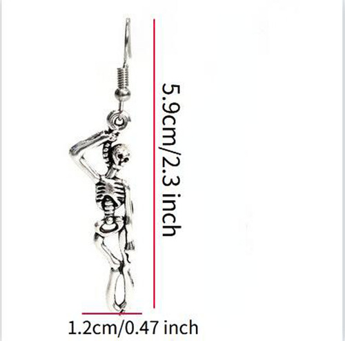 Pendientes Colgantes En Forma De Calavera Con Borla En Forma
