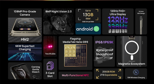 Ulefone Armor 17 - Celular Resistente / Ram 8 Gb, Rom 256 Gb