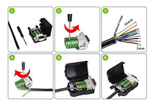 Conector Sin Soldadura Db9 Rs232 D-sub Serial Al Puerto Te D