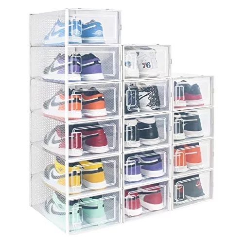 Hrrsaki Paquete de 15 cajas organizadoras grandes de almacenamiento de  zapatos, cajas de zapatos transparentes apilables, organizador de zapatos  para