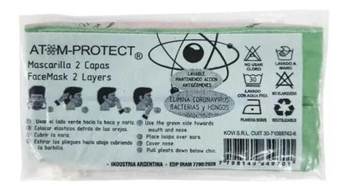 Imagen 3 de 7 de Atom-protect Barbijo Social / Tapaboca Conicet Original X 1