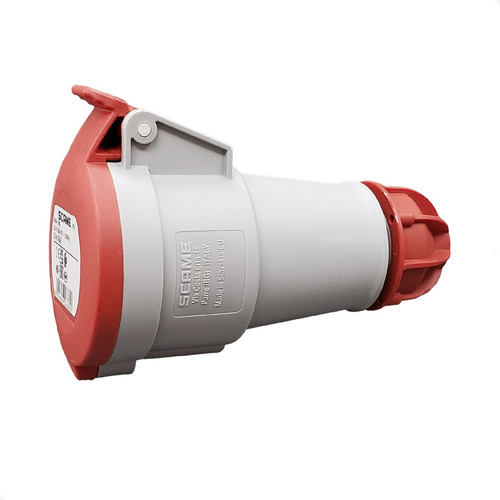 Ficha Industrial Hembra Acople Scame 3p+t 32a 6h Ip44 Rojo