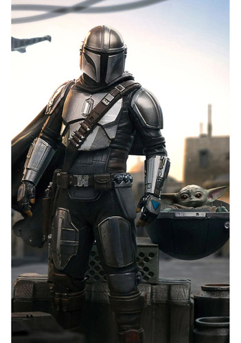 Boneco de ação Din Djarin e Din Grogu em escala 1/10 da Iron Studios
