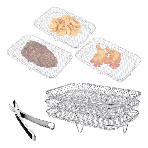 . Accesorios For Freidora De Aire En Rack Apilable De Tres