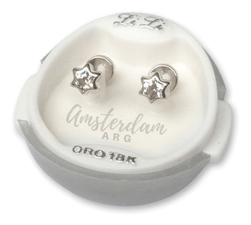 Aros Abridores Oro Blanco Estrella Art 4026   .amsterdamarg.