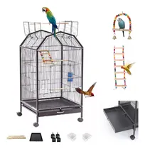 Comprar Jaula Rodante Para Pájaro Aves Canario Perico Mediano\u002FJaula Para Pájaro Aves Canario Perico Australianos Loro Nido\u002FNido Para Aves 46*46*93cm Con Escalera + Bebedero + Columpio