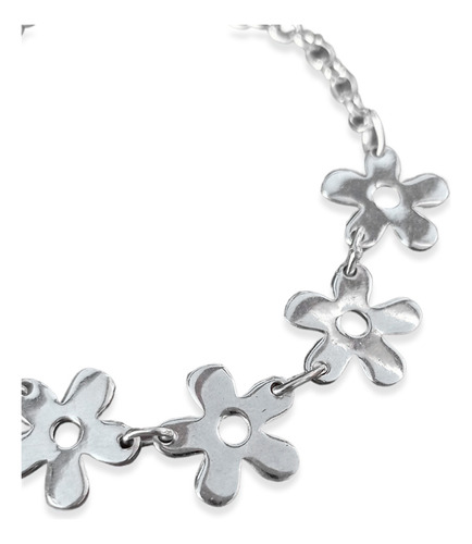 Imagen 2 de 2 de Pulsera Plata Italiana 925 Modelo Flores