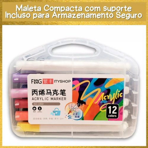 12 Caneta Tipo Posca Colorida Cerâmica Madeira Metais Tecido Colorido