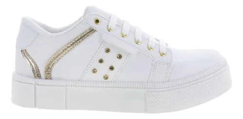 Tenis Casuales Con Brillos Y Detalles Dorados Mujer Erez