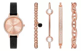 Set De Reloj Mujer Skechers Elevated Glitz Correa Negro